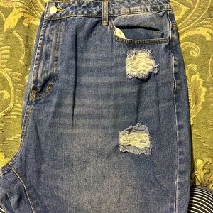 SHEIN Jeans, medium wash, distressed, 4xl
